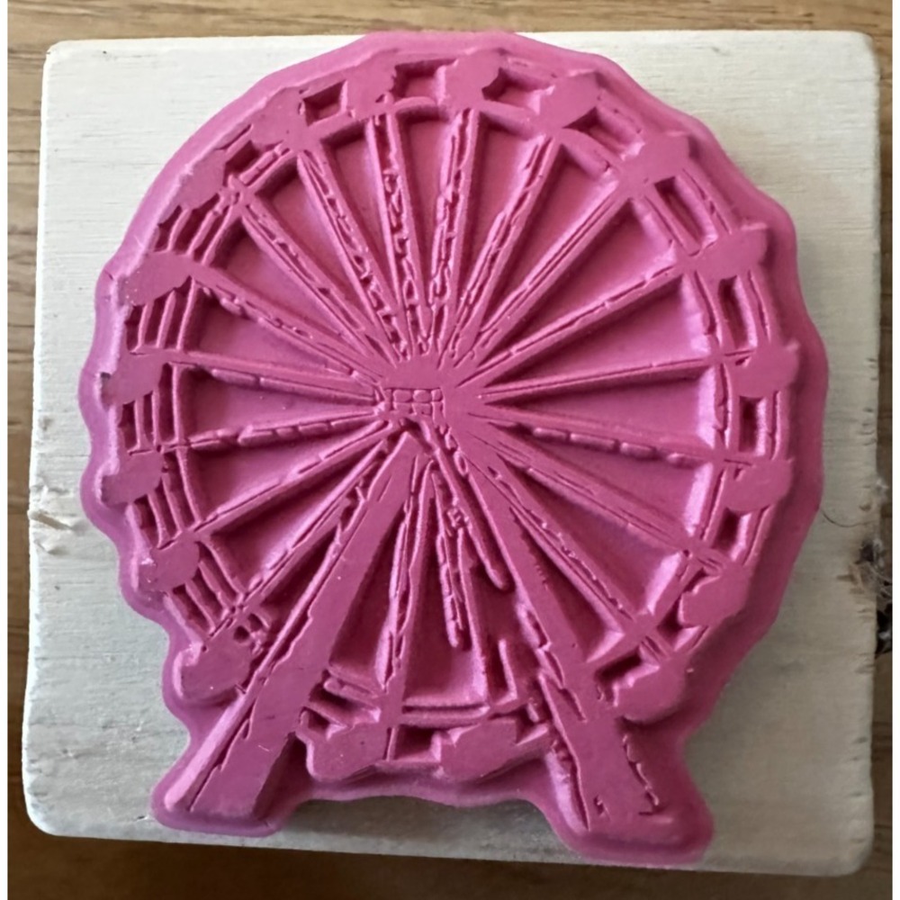 FERRIS WHEEL Mounted Rubber Stamp, Amusement Park Carnival Ride Paris Circus Fun - Picture 2 of 2